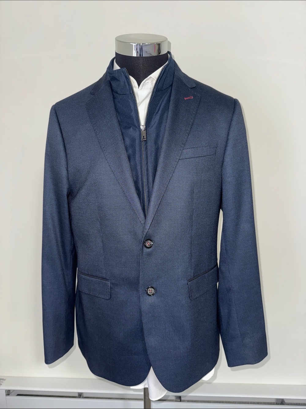 Ted Baker mens 5 XL blue poly blend inner bib 2-button sport coat EUC